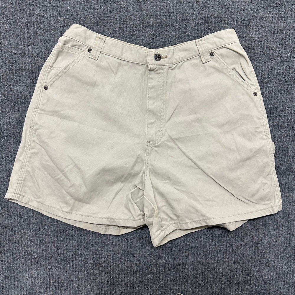 Lee Carpenter Shorts Womens Size 14 M Beige Cotton High Waisted Utility Hammer